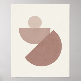 Poster Boho Mid Century rose doux et beige