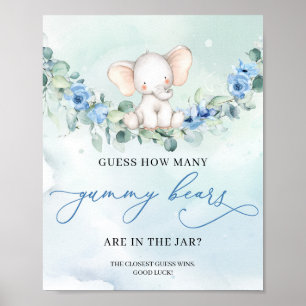 Poster Boho mignon bébé éléphant Devine combien de Gummy 