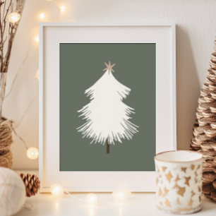 Poster Boho moderne Beige et or Arbre de Noël Imprimer