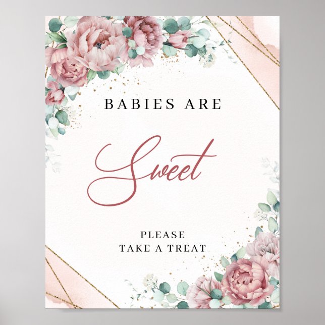 Poster Boho moderne blush or eucalyptus Baby Are Sweet (Devant)