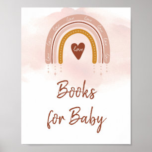 Poster Boho Moderne Blush rose Arc-en-ciel Livres Pour Bé
