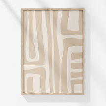 Boho Moderne Muted Beige Neutre Art Abstrait