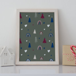 Poster Boho moderne Noël Vert Mur Art Imprimer