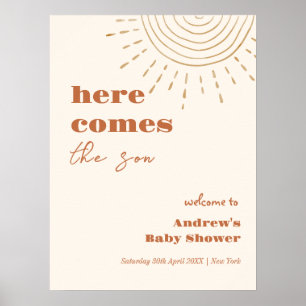 Poster Boho Moderne Voici Le Baby shower Son Accueil