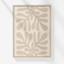 Boho Muted Beige Neutral Botanical Art Abstrait