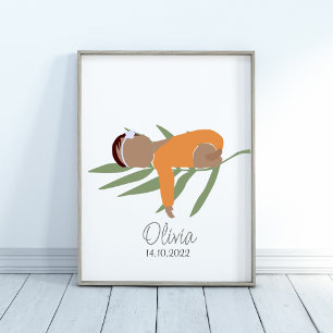 Poster Boho Nouveau-né bébé Nom de la fille Nursery Poste