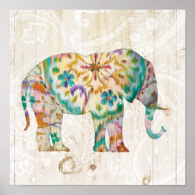 Poster Boho Paisley Elephant I (Devant)