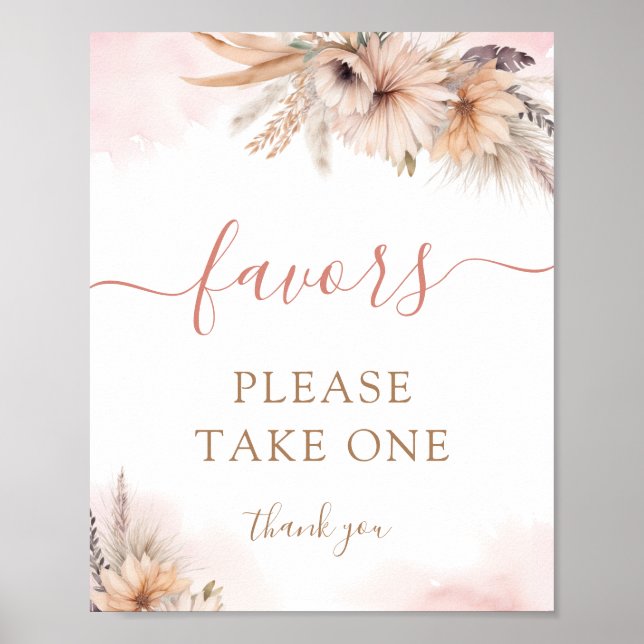 Poster Boho Pampas Grass Floral Girl Baby shower Faveurs (Devant)