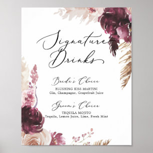 Poster Boho Pampas Grass Signature Boissons Signal