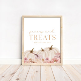 Poster Boho Pampas Pink Citrouille Faveurs & Traitements