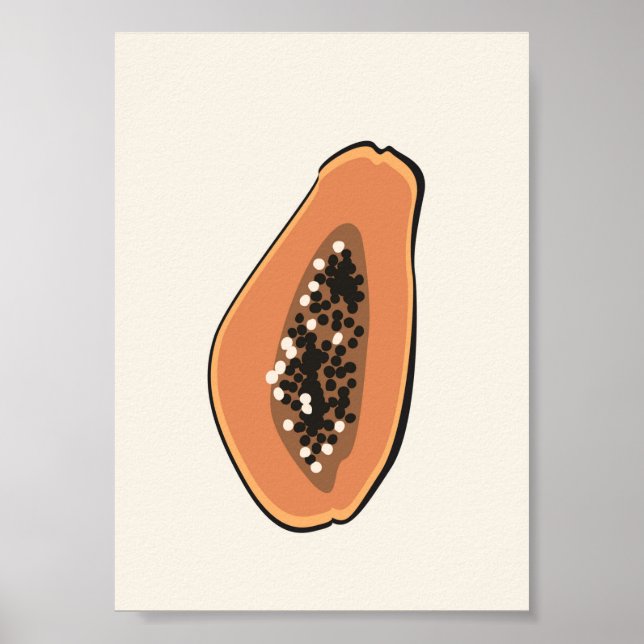 Poster Boho Papaya Fruit Illustration Été Imprimer (Devant)