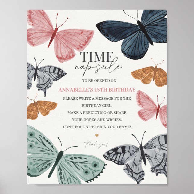 Poster Boho papillon heure Capsule signe d'anniversaire (Devant)
