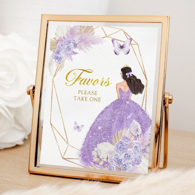 Poster Boho Papillon pourpre Quinceañera favorise (Créateur téléchargé)
