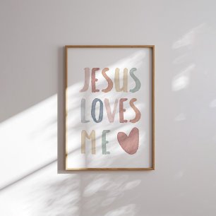 Poster Boho pastel Jésus m'aime imprimer
