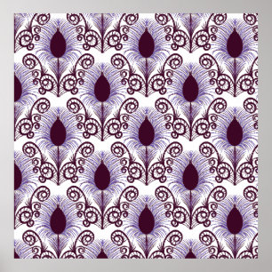 Poster Boho Peacock Bijou en plumes Tone-Purple