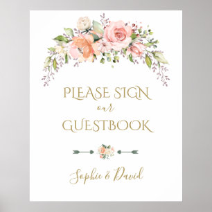 Poster Boho Pink Blush Mariage S'Il Vous Plaît Signez Not