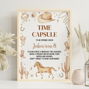 Poster Boho Premier Rodéo Anniversaire Heure Capsule sign