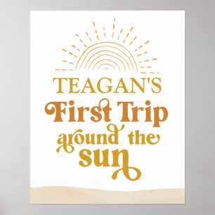 Poster Boho Premier Voyage Autour Du Soleil Premier Anniv