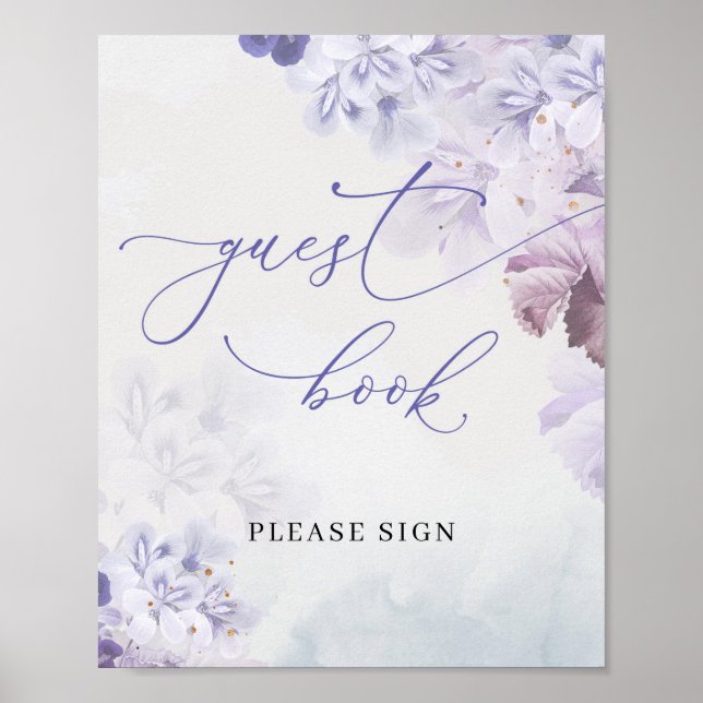 Poster Boho printemps violet bleu poussiéreux fleurs livr (Devant)