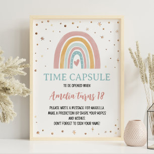 Poster Boho Rainbow Girl Anniversaire heure Capsule Signa