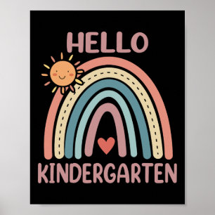 Poster Boho Rainbow Heart For Teachers Women Hello Kinder