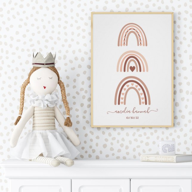 Poster Boho Rainbow Nom du bébé Anniversaire (Créateur téléchargé)