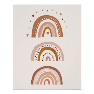 Poster Boho Rainbow Nursery Wall Art, Neutral Kids Art