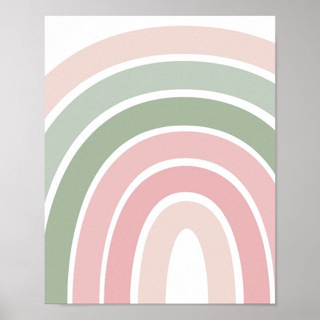 Poster Boho Rainbow Pink & Green Girls Room (Devant)