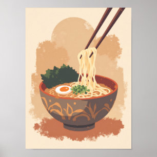 Poster Boho Ramen Bowl Art minimaliste