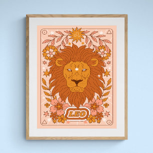 Poster Boho Retro Leo Zodiac