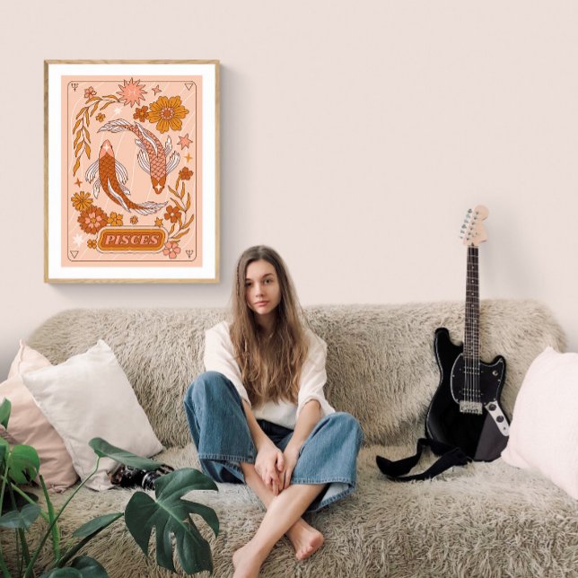 Poster Boho Retro Pisces Zodiac (Créateur téléchargé)