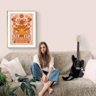 Poster Boho Retro Taurus Zodiac
