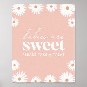 Poster Boho rose Daisy Baby shower Les bébés sont doux