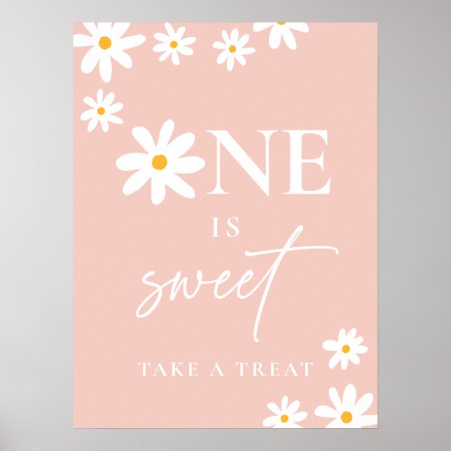 Poster Boho Rose Daisy Super Anniversaire Un Est Douce (Devant)
