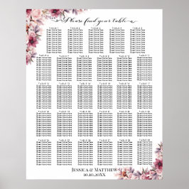 Poster Boho Rose Dusty Floral 29 Tables Siège Mariage
