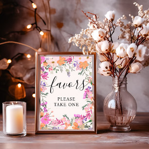 Poster Boho rose Floral Fleurs sauvages favorise la Fête
