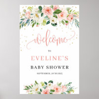 Boho rose rose floral or scintille de bienvenue