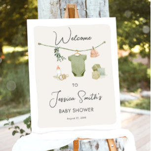 Poster Boho Rustic Baby shower Garçon Neutre Bienvenue