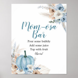 Poster Boho Rustic Citrouille Automne Baby shower Mimosa 