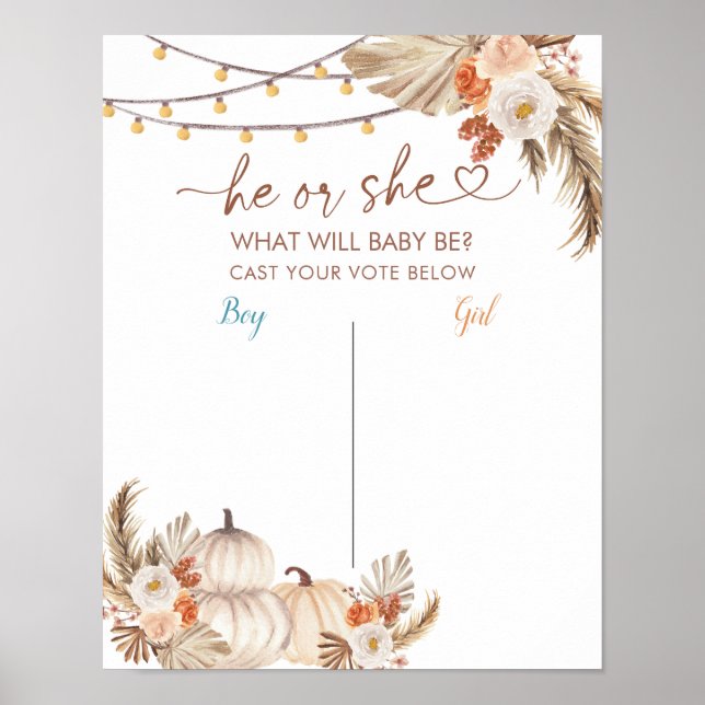 Poster Boho Rustic Citrouille Fall Vote Board (Devant)