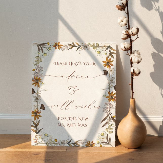 Poster Boho Rustique Floral Conseils et souhaits Mariage (Créateur téléchargé)