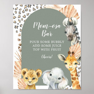 Poster Boho Sage Green Safari Oh Boy Mom-osa Bar Sign