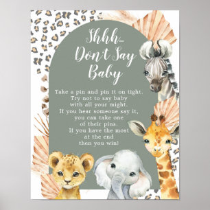 Poster Boho Sage Green Safari Oh Garçon Ne pas dire bébé