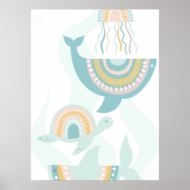 Poster Boho Sea Animaux (Devant)