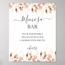 Poster Boho séché Aquarelle Floral Mariage Mimosa SIGNE