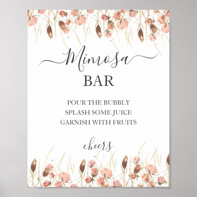 Poster Boho séché Aquarelle Floral Mariage Mimosa SIGNE (Devant)