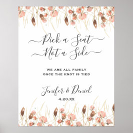 Poster Boho séché aquarelle Mariage floral