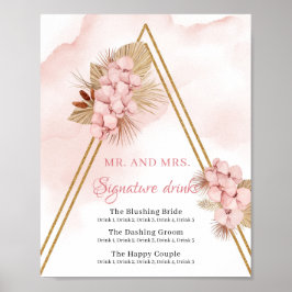 Poster Boho séché Palm Feuilles Blush rose Signature Bois