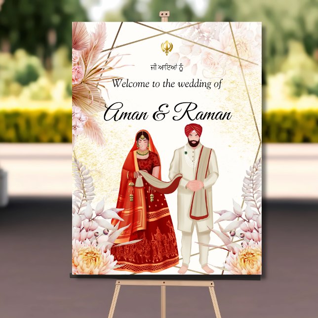 Poster Boho Sikh signe mariage Sikh couple signe de bienv (Créateur téléchargé)