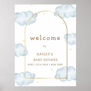 Poster Boho Star Cloud Arch Boy Baby shower Bienvenue